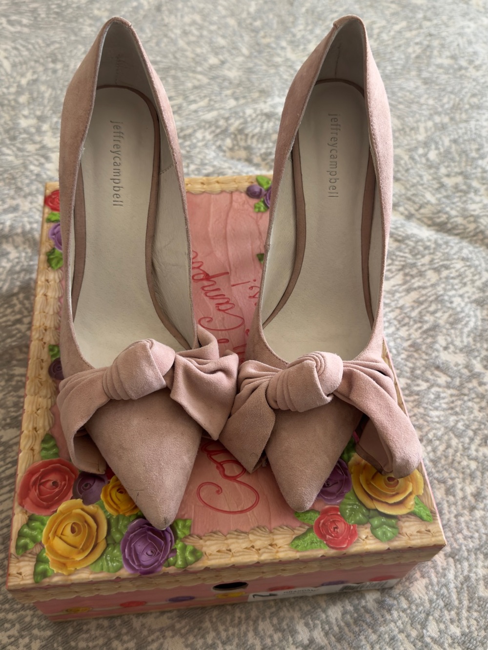 Jeffrey Campbell Blush Pink Suede Knot Pointed-Toe Pumps